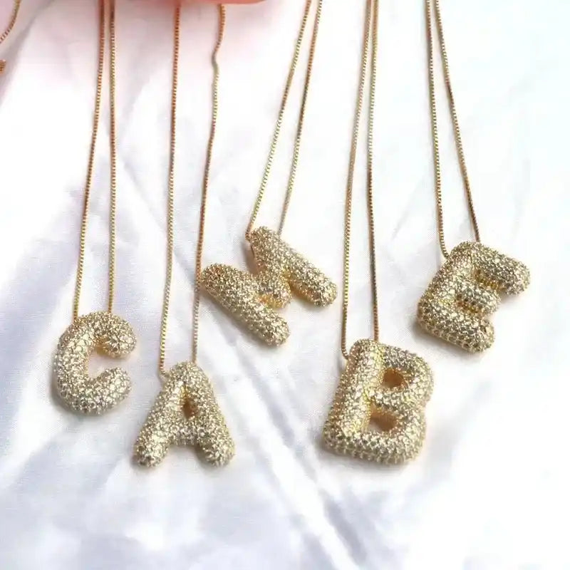 Bubble Balloon Letter Pendant Necklace - Whatever You Like Shop