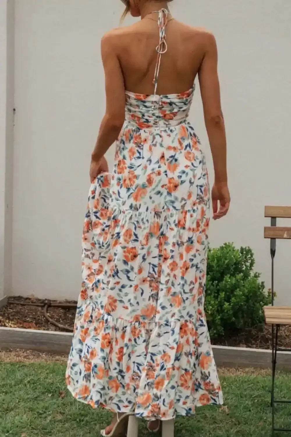 Floral Halter Neck Tiered Maxi Dress - Whatever You Like Shop