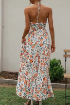 Floral Halter Neck Tiered Maxi Dress - Whatever You Like Shop