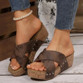 Crisscross Open Toe Wedge Sandals - Whatever You Like Shop