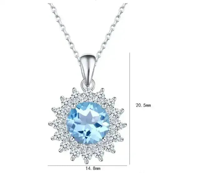 925 Silver Natural Topaz Necklace Female - Whatever You Like Shop