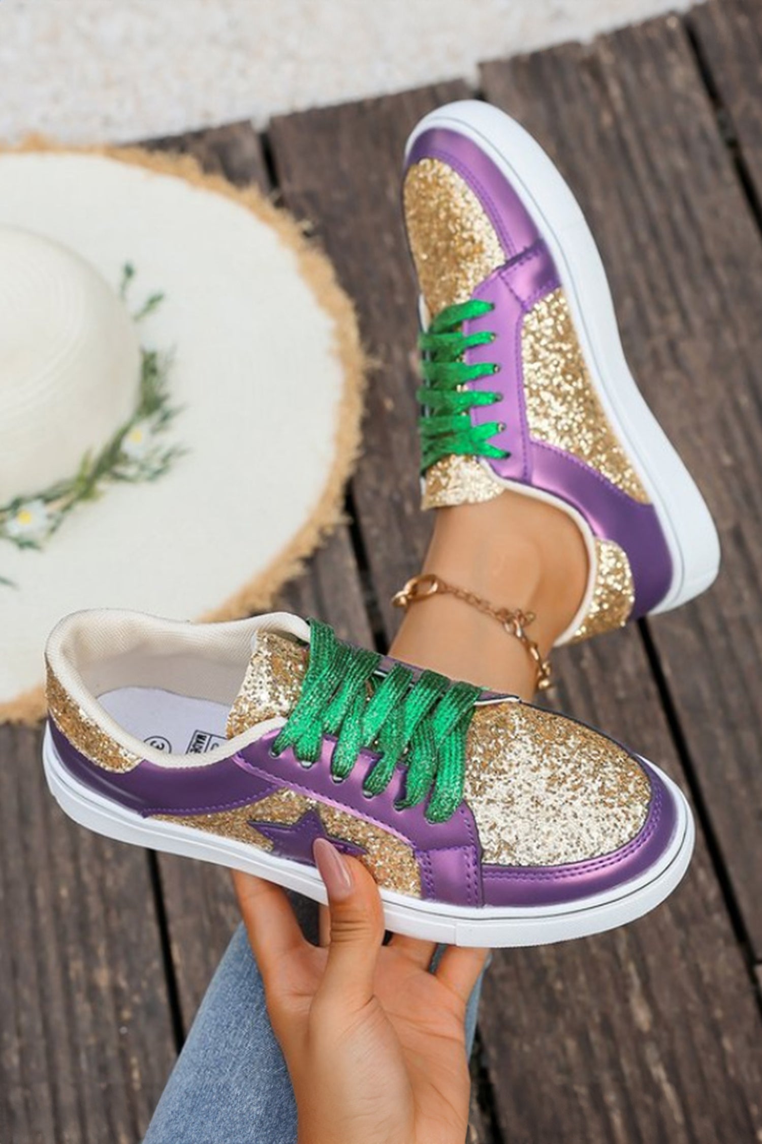 Glitter Star Patchwork Sneakers