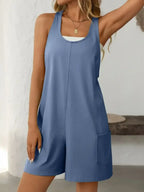 Mandy Pocketed Racerback Wide Strap Romper - Whatever You Like Shop