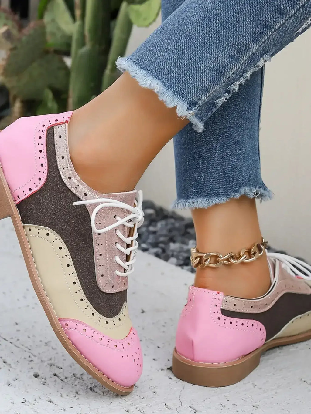 Round Toe Flats Color Block Loafers - Whatever You Like Shop