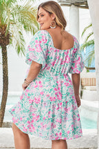 Plus Size Floral Ric-Rac Trim Mini Dress