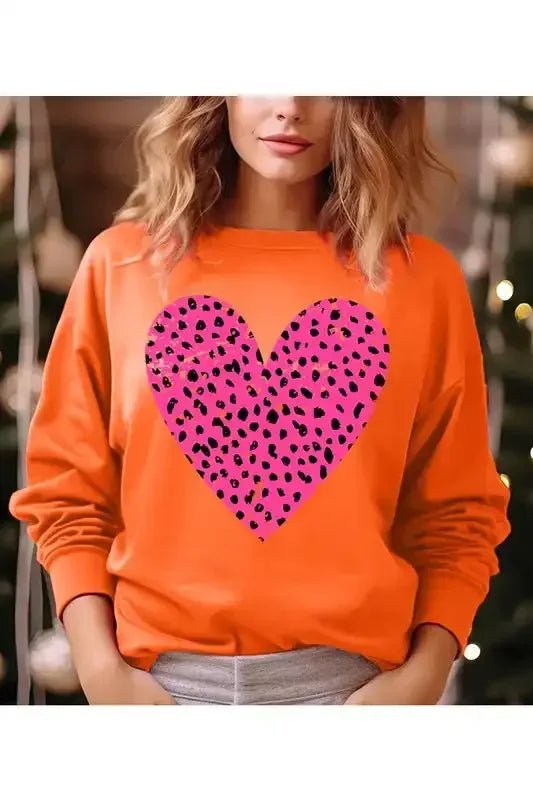 Dalmatian Print Heart Fleece Sweatshirt - Whatever You Like Shop