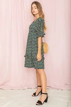 Floral V-Neck Ruffle Dress - Whatever You Like Shop