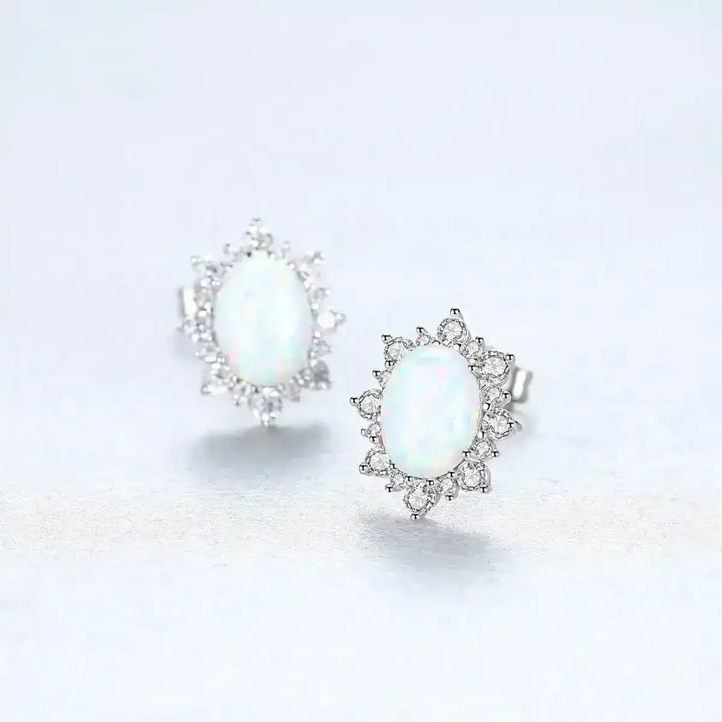 925 Sterling Silver Opal Stud Earrings - Whatever You Like Shop