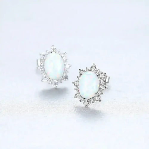 925 Sterling Silver Opal Stud Earrings - Whatever You Like Shop