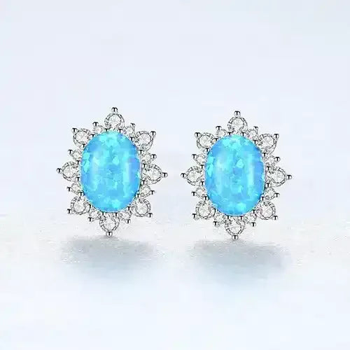 925 Sterling Silver Opal Stud Earrings - Whatever You Like Shop