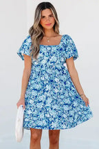 Floral Puff Sleeve Babydoll Mini Dress