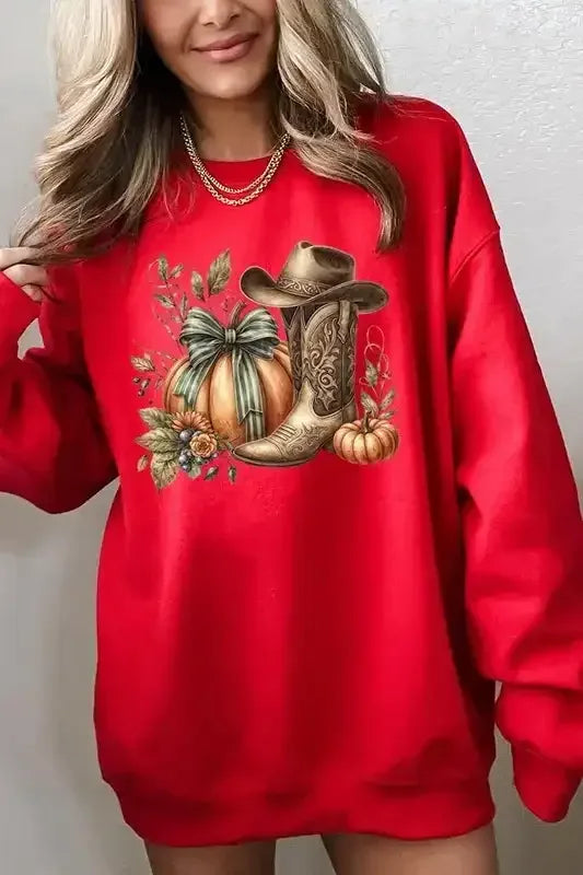 Pumpkin Western Fall Graphic Sweatshirts - Whatever You Like Shop