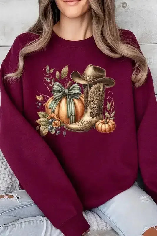 Pumpkin Western Fall Graphic Sweatshirts - Whatever You Like Shop