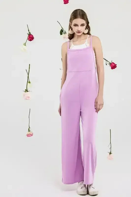 Plus Boho Terry Wide Leg Jumpsuits with Pocket - Whatever You Like Shop