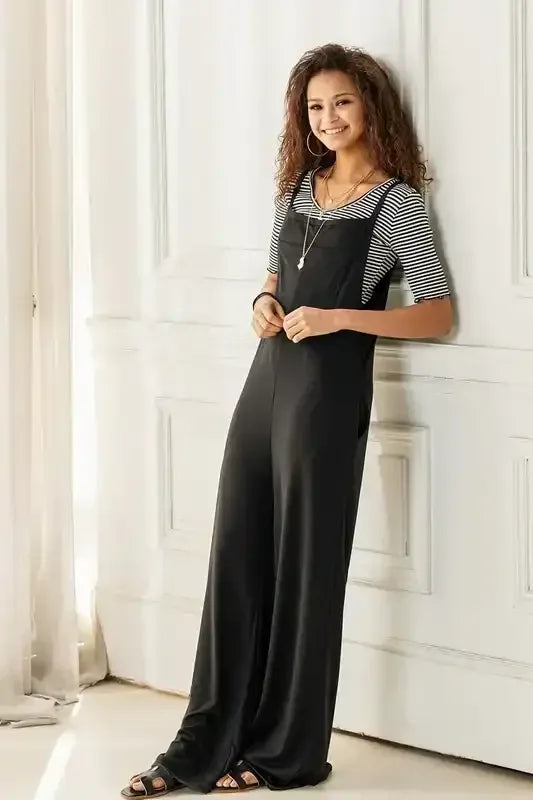 Plus Boho Terry Wide Leg Jumpsuits with Pocket - Whatever You Like Shop