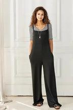 Plus Boho Terry Wide Leg Jumpsuits with Pocket - Whatever You Like Shop