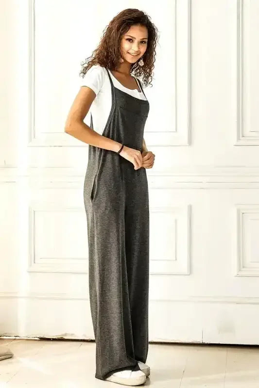 Boho Terry Wide Leg Jumpsuits with Pocket - Whatever You Like Shop
