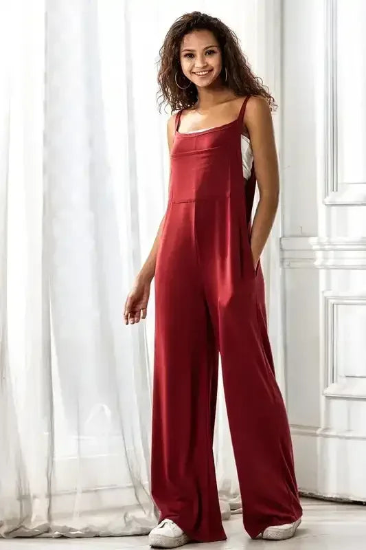 Boho Terry Wide Leg Jumpsuits with Pocket - Whatever You Like Shop