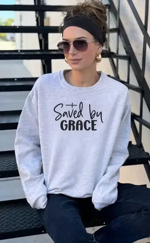 Saved by Grace Plus-Size Graphic Sweatshirt - Whatever You Like Shop