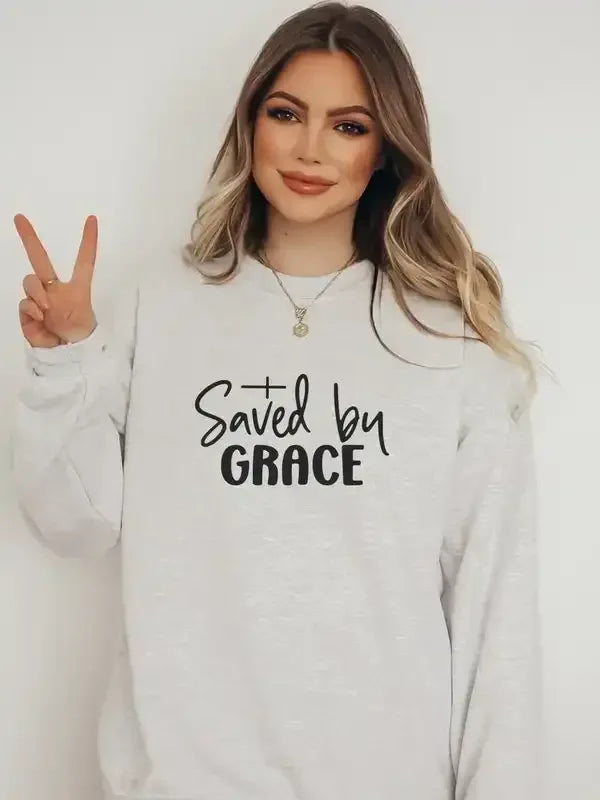Saved by Grace Graphic Sweatshirt - Whatever You Like Shop