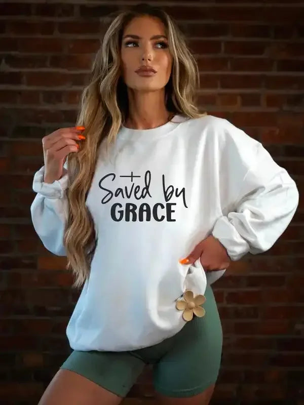 Saved by Grace Graphic Sweatshirt - Whatever You Like Shop