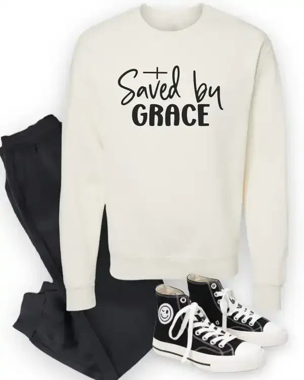 Saved by Grace Graphic Sweatshirt - Whatever You Like Shop