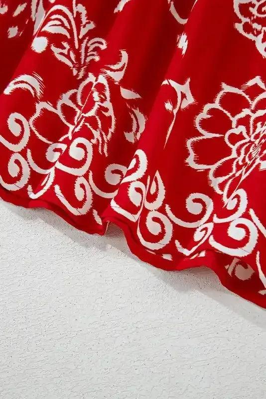 Red Floral Spaghetti Strap Empire Waist Maxi Dress - Whatever You Like Shop