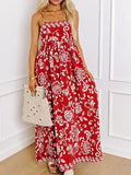 Red Floral Spaghetti Strap Empire Waist Maxi Dress - Whatever You Like Shop