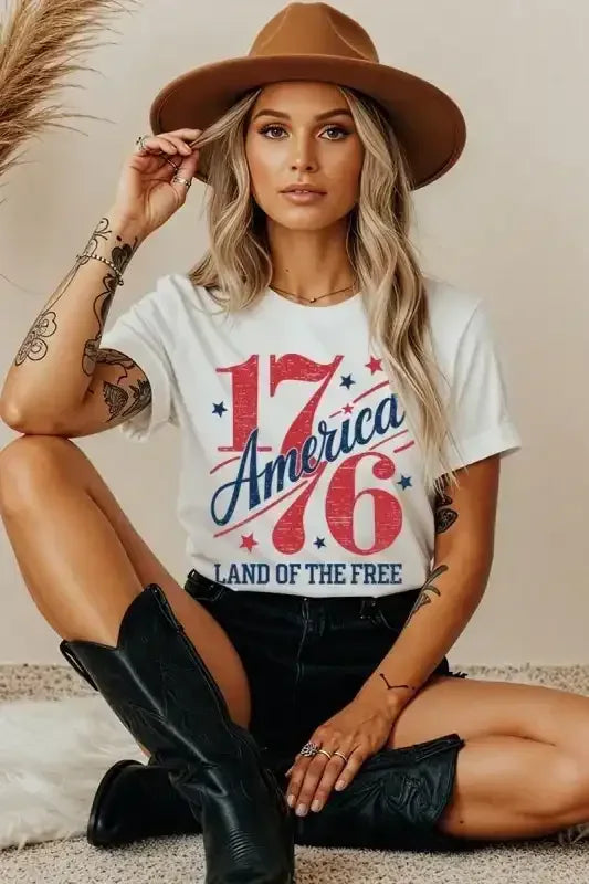 America 1776 Graphic Heavy Cotton Tee - Whatever You Like Shop
