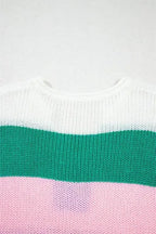 Multicolour Colorblock Notch V Neck Knit T Shirt - Whatever You Like Shop