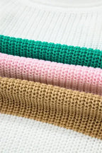 Multicolour Colorblock Notch V Neck Knit T Shirt - Whatever You Like Shop