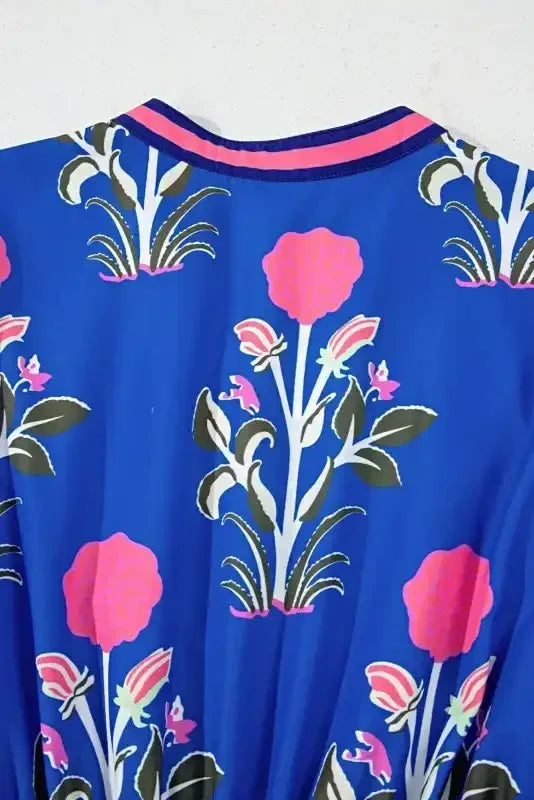 Floral Ruffle Hem Pop of Color Neckline Dress - Whatever You Like Shop