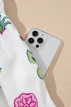 Floral Ruffle Hem Pop of Color Neckline Dress - Whatever You Like Shop