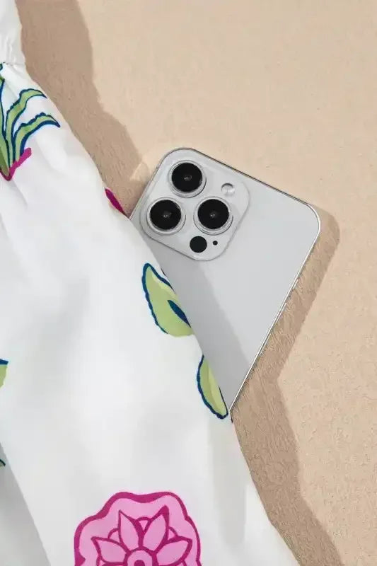 Floral Ruffle Hem Pop of Color Neckline Dress - Whatever You Like Shop