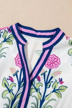 Floral Ruffle Hem Pop of Color Neckline Dress - Whatever You Like Shop