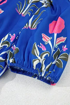 Floral Ruffle Hem Pop of Color Neckline Dress - Whatever You Like Shop