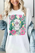 Western Floral Cow Skull Graphic Heavy Cotton Tee - Whatever You Like Shop