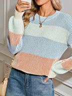 Lantern Rib Knitted Sweater - Whatever You Like Shop