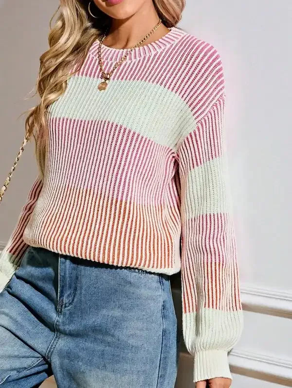 Lantern Rib Knitted Sweater - Whatever You Like Shop