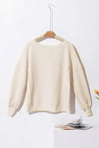 Cotton Waffle Bishop Split Oversized Pullover - Whatever You Like Shop