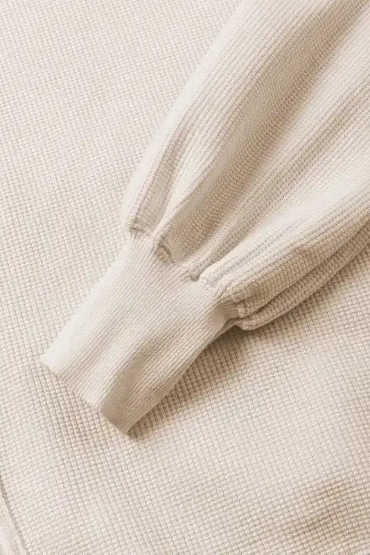 Cotton Waffle Bishop Split Oversized Pullover - Whatever You Like Shop