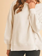 Cotton Waffle Bishop Split Oversized Pullover - Whatever You Like Shop