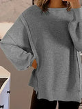 Cotton Waffle Bishop Split Oversized Pullover - Whatever You Like Shop
