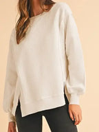 Cotton Waffle Bishop Split Oversized Pullover - Whatever You Like Shop