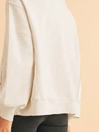 Cotton Waffle Bishop Split Oversized Pullover - Whatever You Like Shop