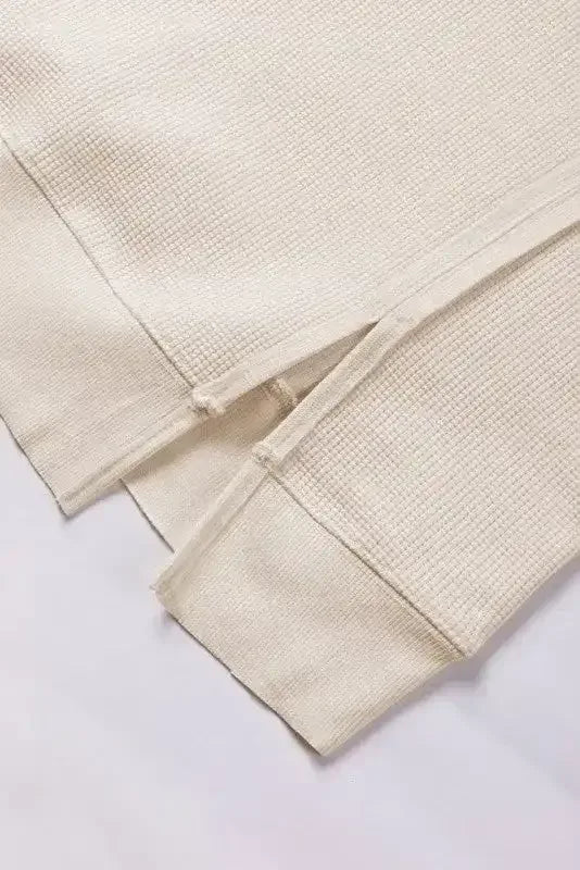 Cotton Waffle Bishop Split Oversized Pullover - Whatever You Like Shop