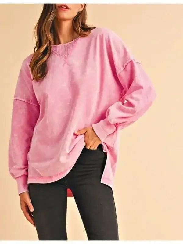 Cotton Mineral Acid Washed Oversized Sweatshirt - Whatever You Like Shop