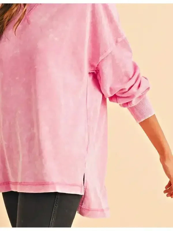 Cotton Mineral Acid Washed Oversized Sweatshirt - Whatever You Like Shop