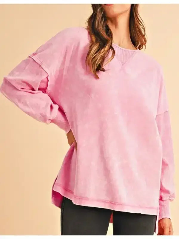 Cotton Mineral Acid Washed Oversized Sweatshirt - Whatever You Like Shop