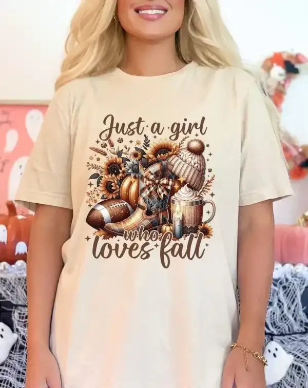 Just a Girl Who Loves Fall T-Shirt - Whatever You Like Shop